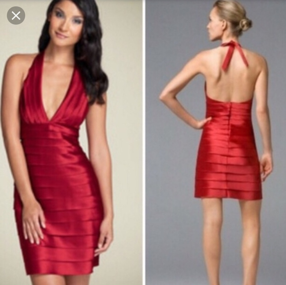 BCBGMaxAzria Satin Laser cut Dress